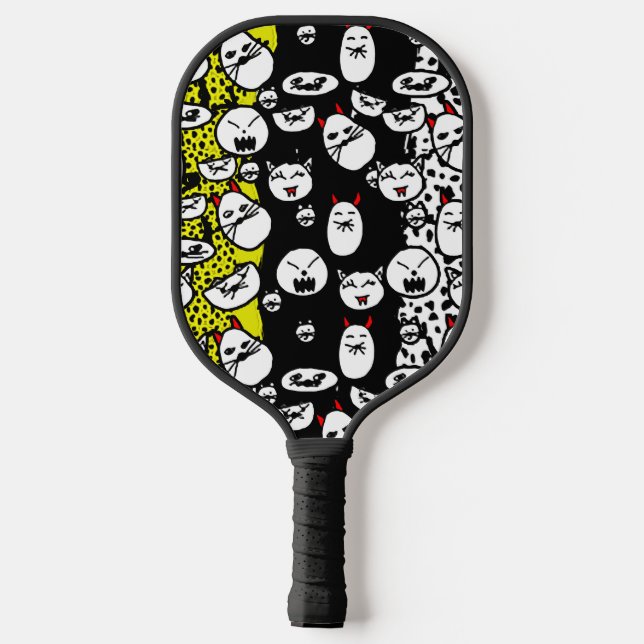 Palas De Pickleball Gáiles de pelotas con gatos malvados (Reverso )