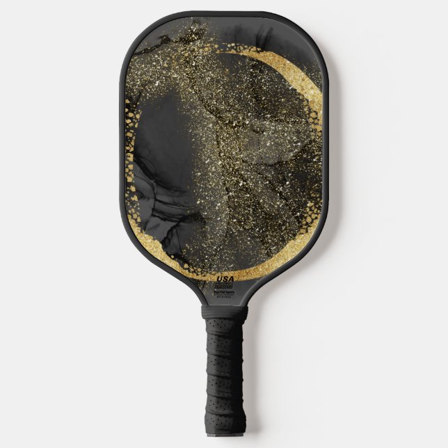 Palas De Pickleball Galaxia Paddle de bolas de oro negro (Anverso)