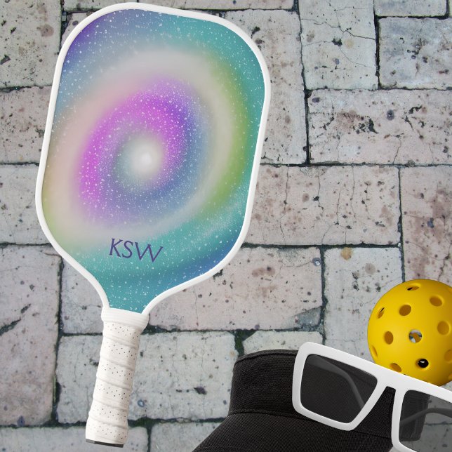 Palas De Pickleball Galaxia Pastel esparcido con monograma (Subido por el creador)