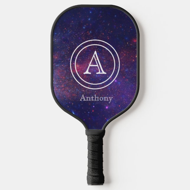 Palas De Pickleball Galaxy Nebula Guay Navy Blue Monogram Personalizad (Anverso)