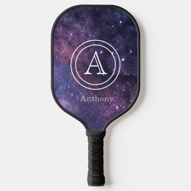 Palas De Pickleball Galaxy Sky Elegant Personalizado Monograma Azul de (Anverso)