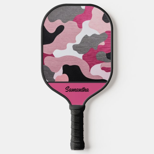 Palas De Pickleball Gales de bolas de pato rosadas de camuflaje (Anverso)
