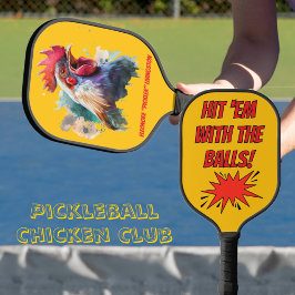 Palas De Pickleball Gallo Personalizado con Acuarela Divertida