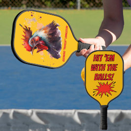 Palas De Pickleball Gallo Personalizado con Acuarela Divertida