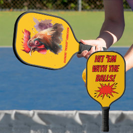 Palas De Pickleball Gallo Personalizado con Acuarela Divertida