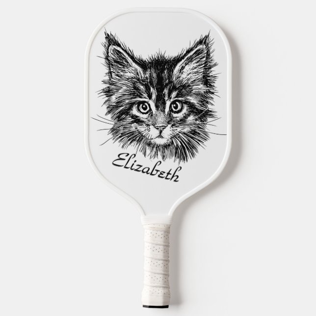 Palas De Pickleball Gatito negro y blanco cara personal (Reverso )