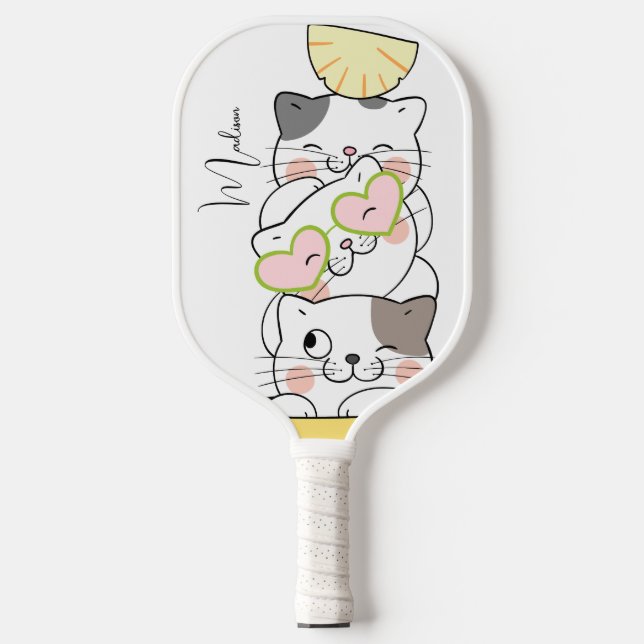 Palas De Pickleball Gatitos de corte de nombre personalizado (Anverso)