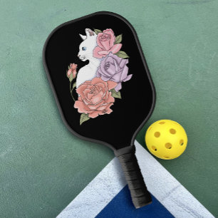 Palas De Pickleball Gato Blanco Floral Pastel Botánico Romántico Negro
