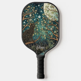 Palas De Pickleball Gato boho cielo nocturno estrellado bosque
