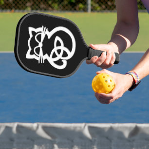 Palas De Pickleball Gato celta del Knot de trinidad blanca