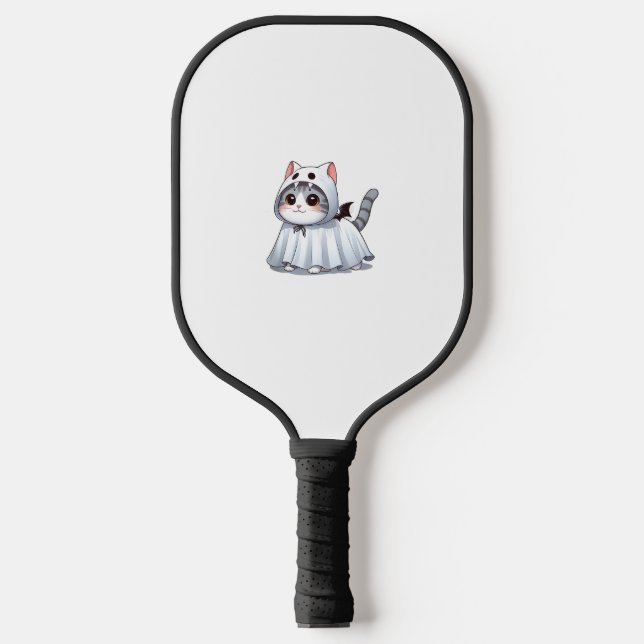 Palas De Pickleball Gato con traje fantasma para Halloween (Anverso)
