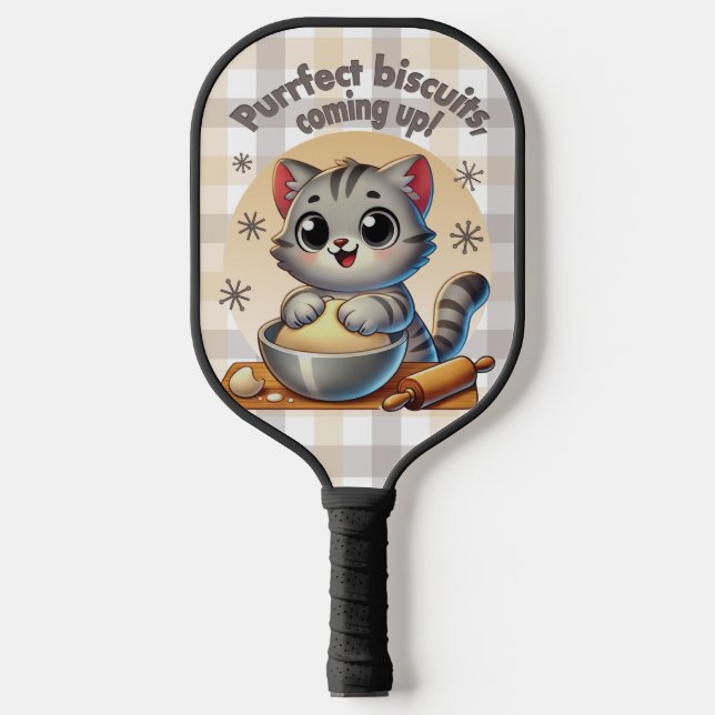 Palas De Pickleball Gato de rodillas "Procure galletas, venga" (Anverso)
