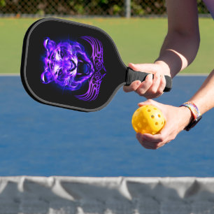 Palas De Pickleball Gato de tigre violeta que aviva el fuego púrpura