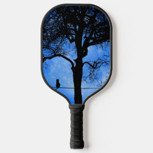 Palas De Pickleball Gato en una luna azul con cable
