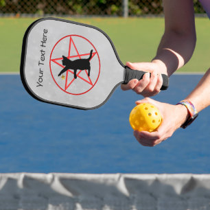 Palas De Pickleball Gato Negro Estrella Dorada Colgante Pentagrama Roj