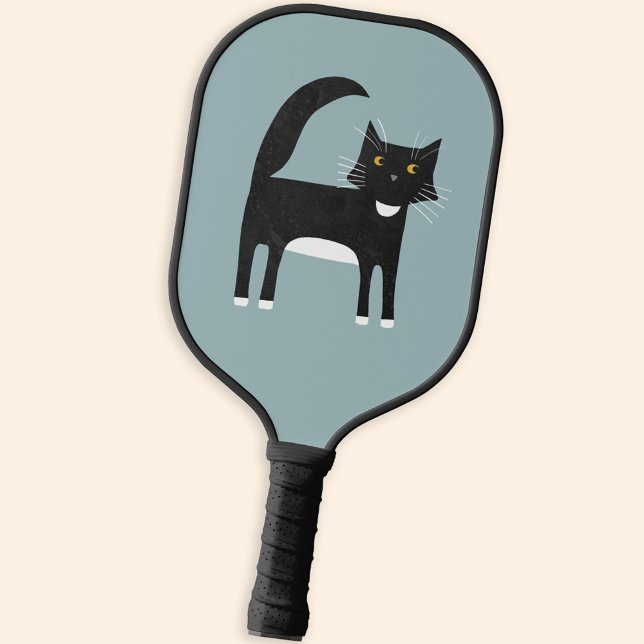 Palas De Pickleball Gato negro y blanco (Black and white tuxedo cat pickleball paddle for animal lovers)
