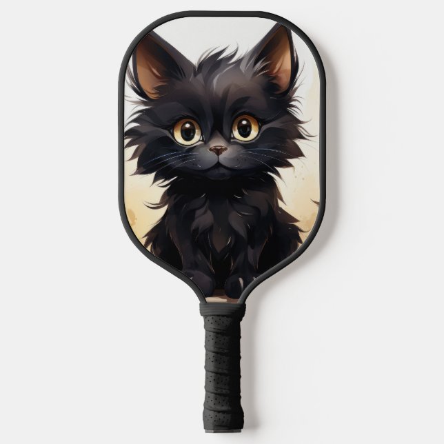 Palas De Pickleball Gato negro y flores (Anverso)