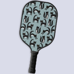Palas De Pickleball Gatos de Tuxedo en blanco y negro