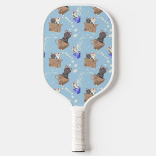 Palas De Pickleball Gatos en caja y gotas de leche en azul