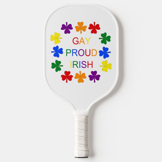 Palas De Pickleball Gay Proud Irlandés LGBT Rainbow Shamrock (Anverso)
