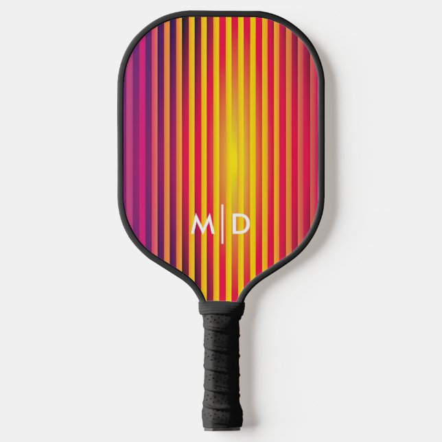 Palas De Pickleball Gente de gradiente amarillo neón Monograma Paddle (Anverso)