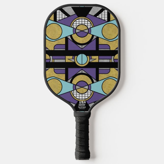 Palas De Pickleball Geometric Gold Purple Art Deco Abstract Design (Anverso)