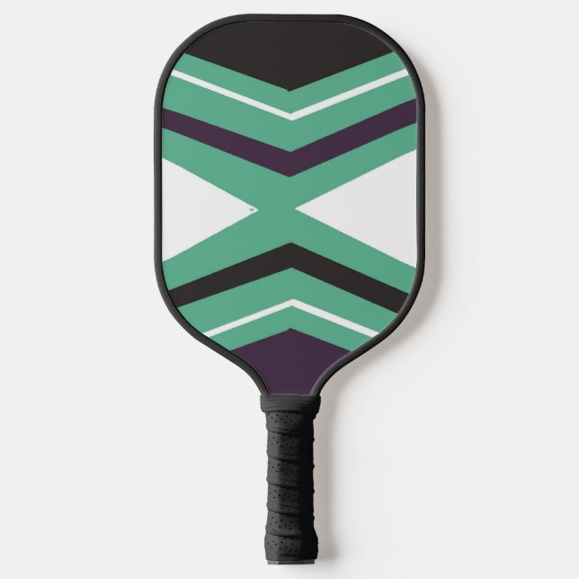 Palas De Pickleball Geometric green, white and purple pattern (Anverso)