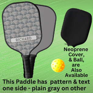 Palas De Pickleball Geométrico de circulo gris claro, añadir nombre o