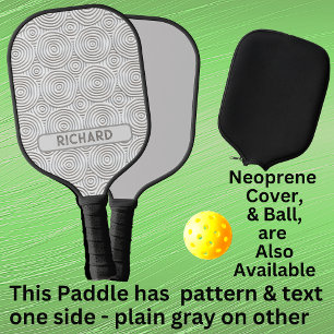 Palas De Pickleball Geométrico de circulo gris claro, añadir nombre o