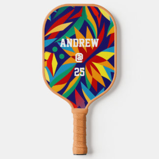 Palas De Pickleball Geométrico Tropical Multicolor Abstracto Vibrante