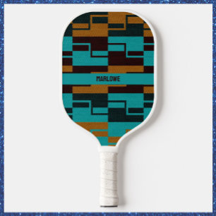 Palas De Pickleball Geométrico Turquesa Negro y Marrón