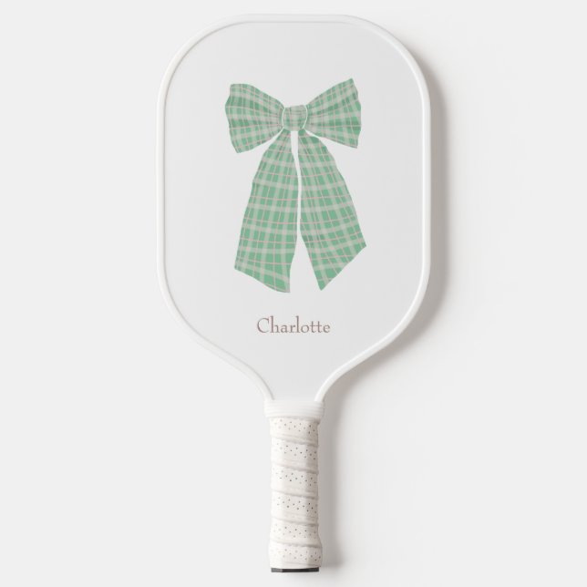 Palas De Pickleball Gingham Romántica Coquette Bow personalizada (Anverso)