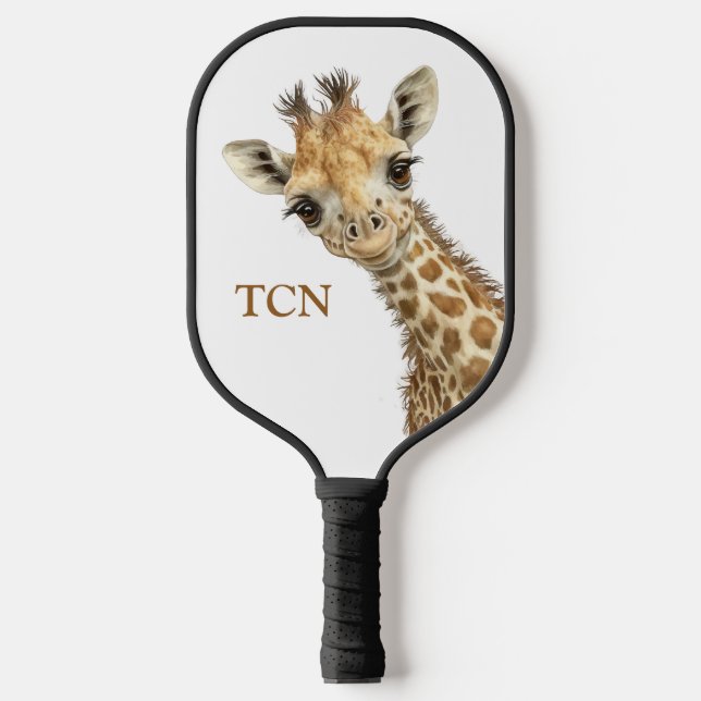 Palas De Pickleball Giraffe de las Iniciales de Monograma Personalizad (Anverso)