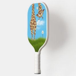 Palas De Pickleball Giraffe en hierba con margaritas