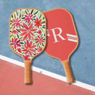 Palas De Pickleball Girly Bonito Monograma inicial Florencia roja