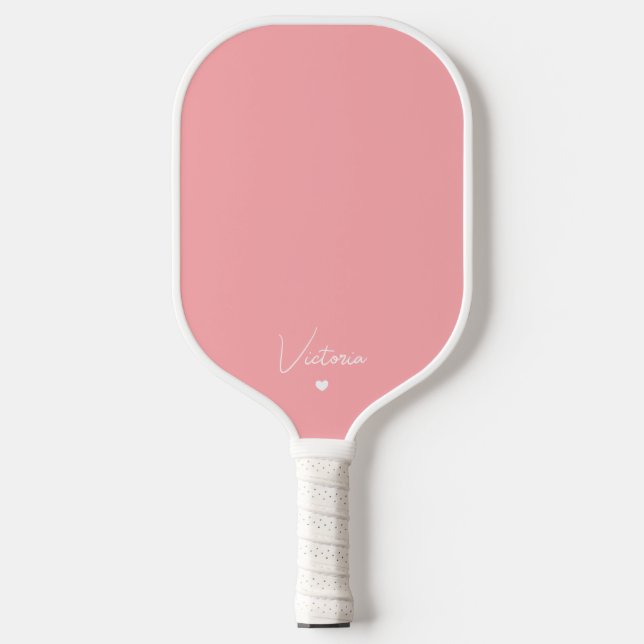 Palas De Pickleball Girly Script Nombre personalizado y Heart Pickleba (Anverso)