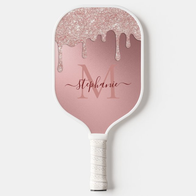 Palas De Pickleball Glam Rubor Purpurina rosa Relieve metalizado de go (Anverso)