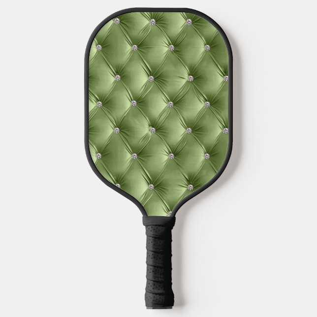 Palas De Pickleball Glam Sage Green Faux Velvet de lujo (Anverso)