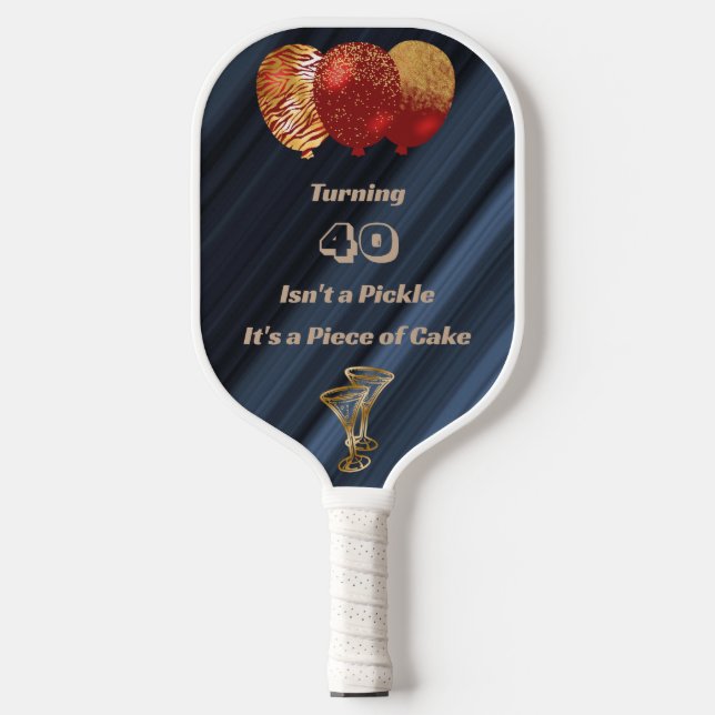 Palas De Pickleball Glitter Gold Red Balloons & Cumpleaños Frase (Anverso)
