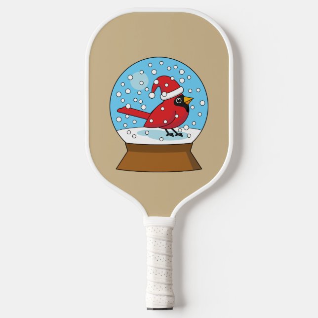 Palas De Pickleball Globe de nieve con cardenal rojo curado (Anverso)