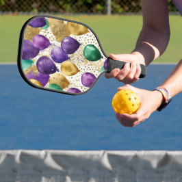 PALAS DE PICKLEBALL GLOBOS DE MARDI GRAS PURPURA VERDE AMARILLO