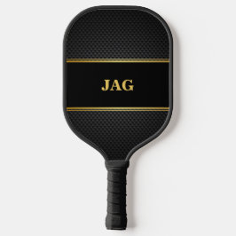 Palas De Pickleball Gold Black Faux Carbon Monogram Pickleball Paddle