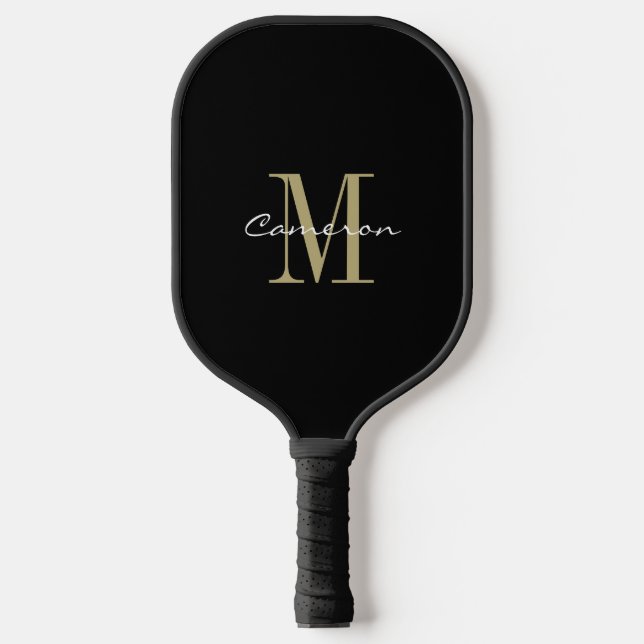 Palas De Pickleball Gold Monograma inicial y nombre regalo personaliza (Anverso)