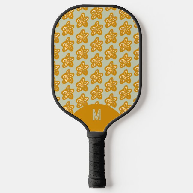 Palas De Pickleball Golden Yellow Sketched Flowers on Sage (Anverso)