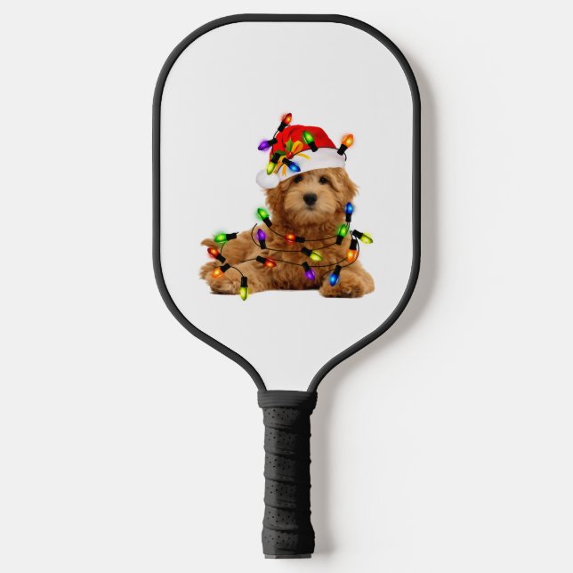 Palas De Pickleball Goldendoodle Santa Dog (Anverso)