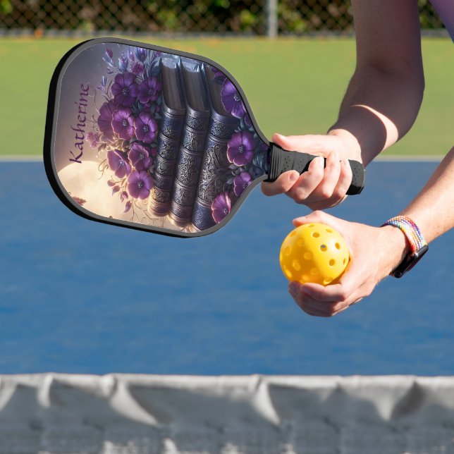Palas De Pickleball Gothic Book Purple Floral (in situ)