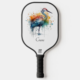 Palas De Pickleball Graceful Crane: Arte acuarela, personalizado