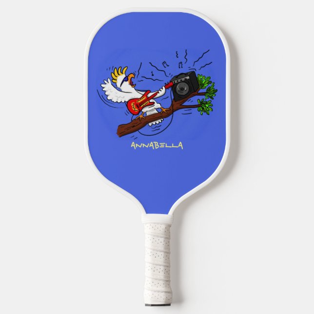 Palas De Pickleball Graciosa cacatúa tocando el personalizado de guita (Anverso)