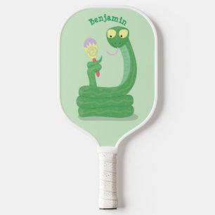 Palas De Pickleball Graciosa serpiente verde con maraca personalizado
