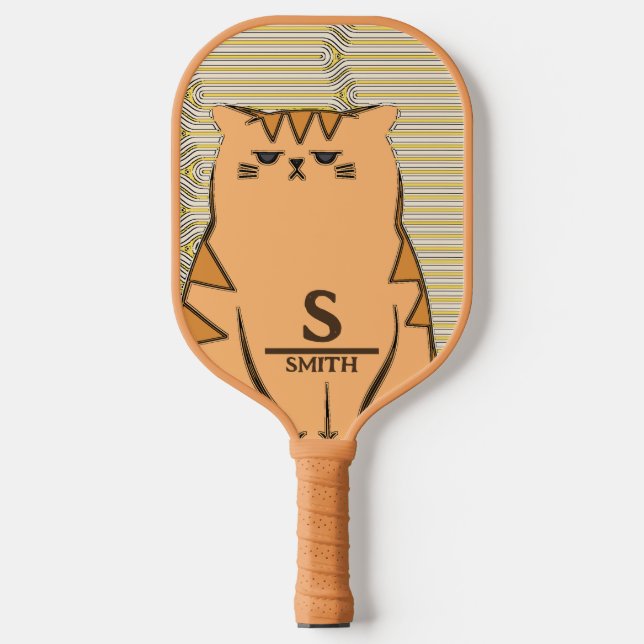 Palas De Pickleball Gracioso diseño retro de gato (Anverso)